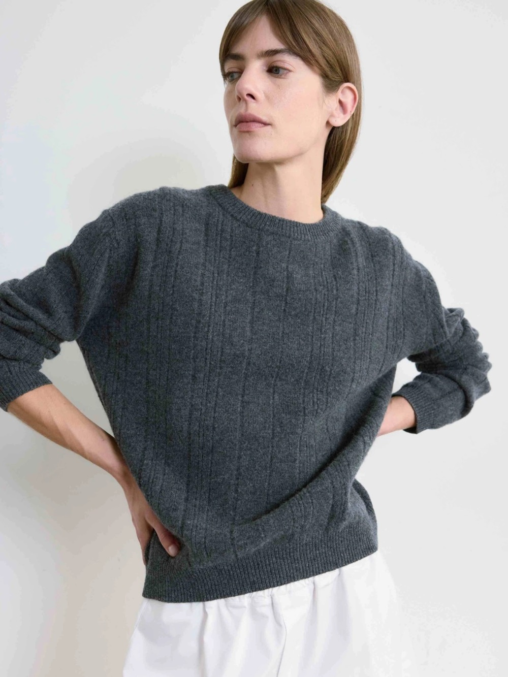 Almina Concept Ribbed Wool Crewneck Sweater Size Small